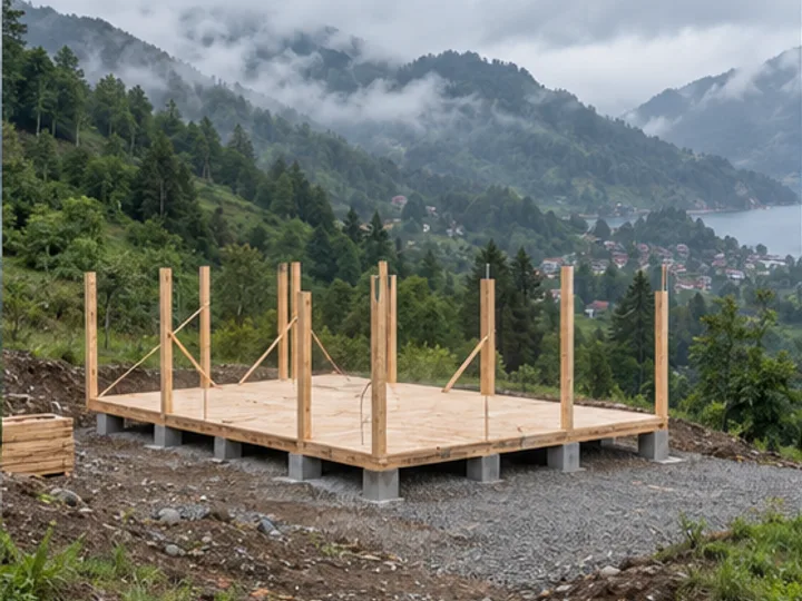 Ahşap bungalov yapım süreci: Taşıyıcı başlangıcı